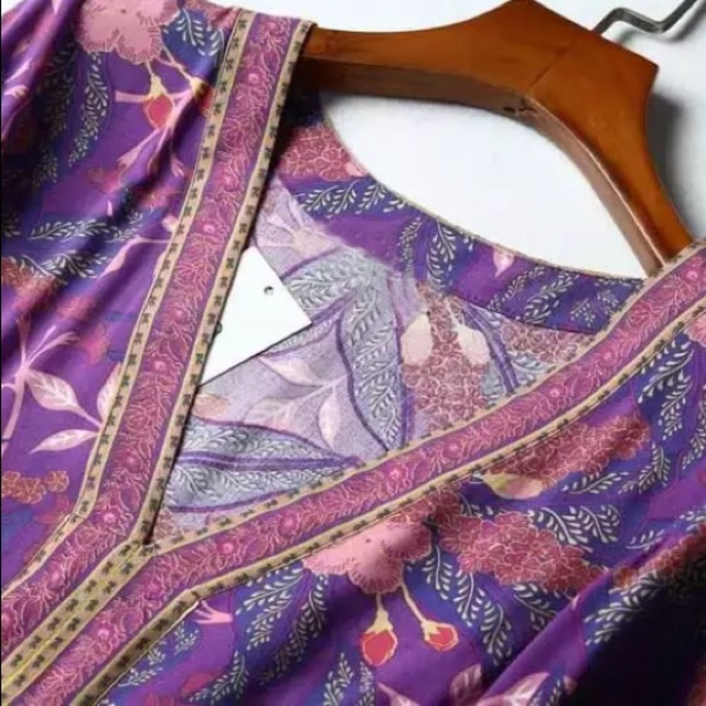 SOLD OUT Boho Purple Wisteria Long Sleeve Dress - Picture 4 of 6